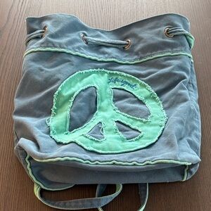 Life Is Good Blue Peace Canvas Shoulder Bag